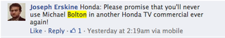 Illustration for article titled Everyone On Facebook Hates Those Michael Bolton Honda Ads